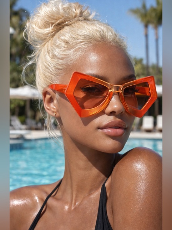 She_Stylish Accessories - Statement Geometric Sunglasses – Sunset Orange 🔶